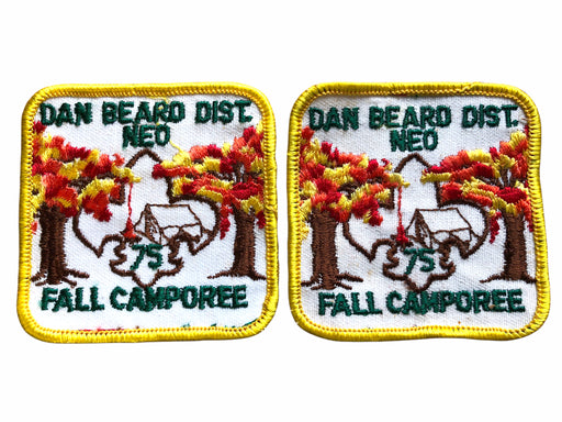 2ct Boy Scouts Dan Beard District Northeast Ohio NEO Fall Camporee Patch 1975 1