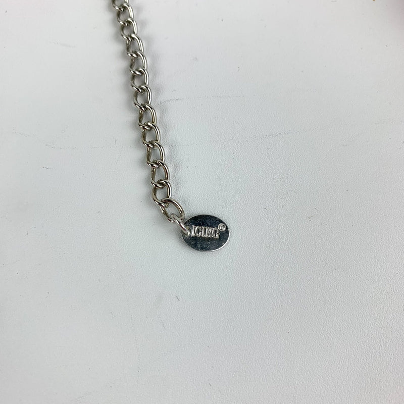 Cherry Red Marble Swirl Large Round Beaded Necklace by Icing 9