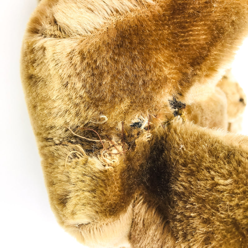 Vintage Brown Teddy Bear Plush Stuffed Button Eyes No Tag 16x13 Inches