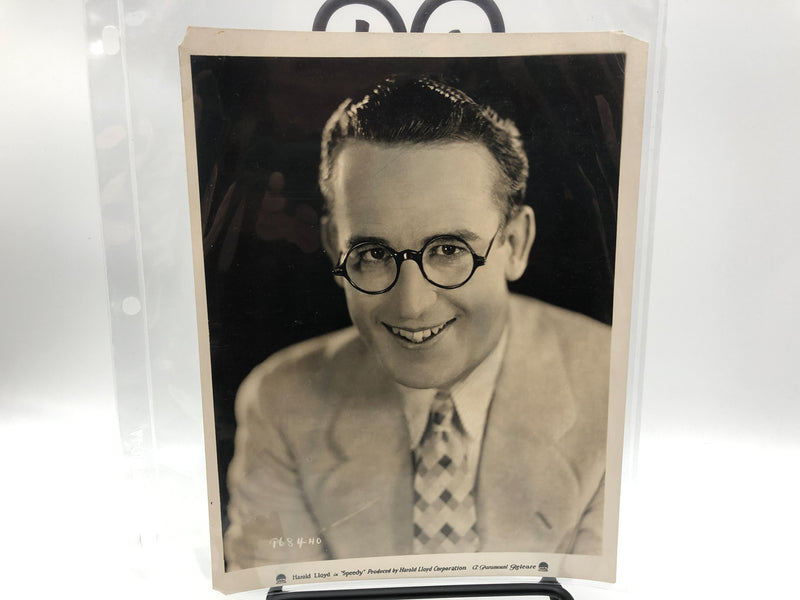 Original Harold Lloyd Headshot Photograph Signature Autograph Speedy Film 8x10