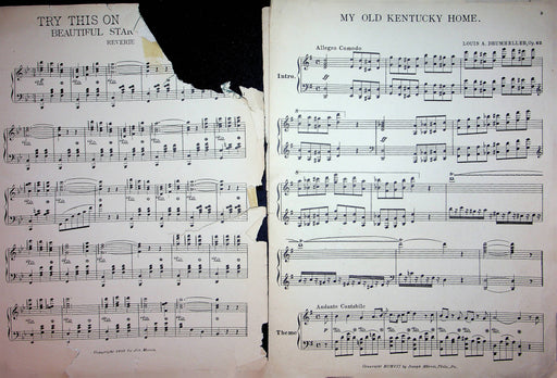 My Old Kentucky Home Vintage Sheet Music Louis A Drumheller Op 62 Piano 1902 2