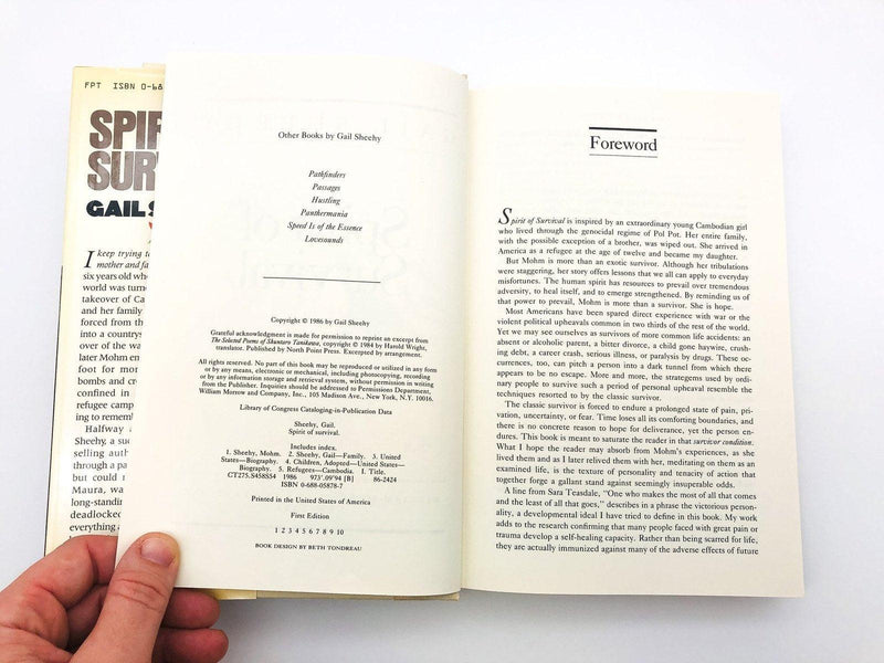 Spirit Of Survival Hardcover Gail Sheehy 1986 Refugees Cambodia Family Adoption 8