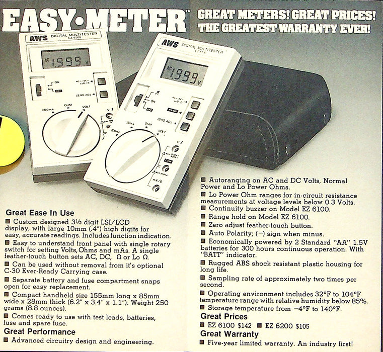 1980 A.W. Sperry Multimeter Multitester Mini Catalogs w/ Price List Lot of 2