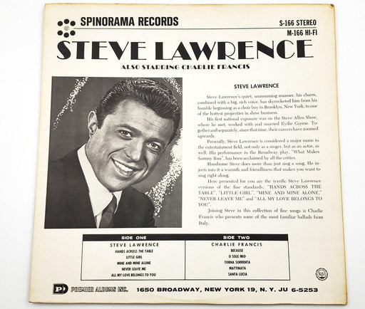 Steve Lawrence Sings 33 RPM LP Record Spinorama | M-166 2