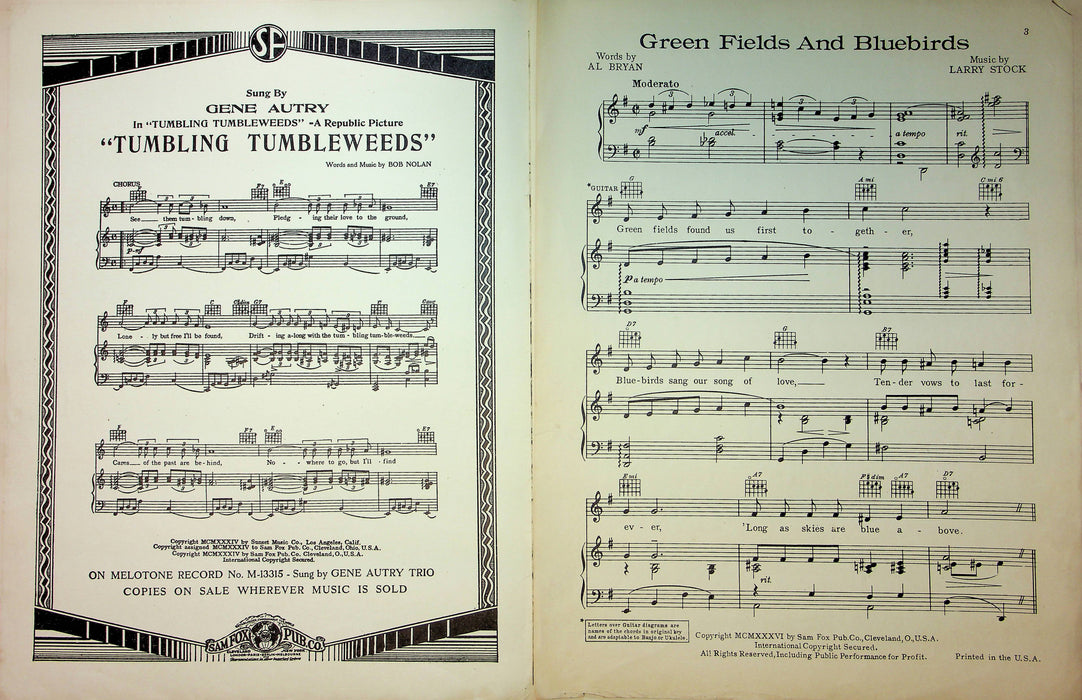 Al Bryan Sheet Music Green Fields And Bluebirds Larry Stock 1936 Wayne King 2