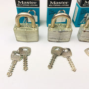 4ct Vintage No 500 Master Lock Padlock 1-1/8" Shackle New NOS Keyed Alike 371 12
