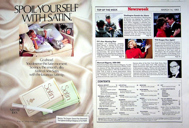 Newsweek Magazine March 14 1983 El Salvador Anarchy Reagan Diane Sawyer Debut