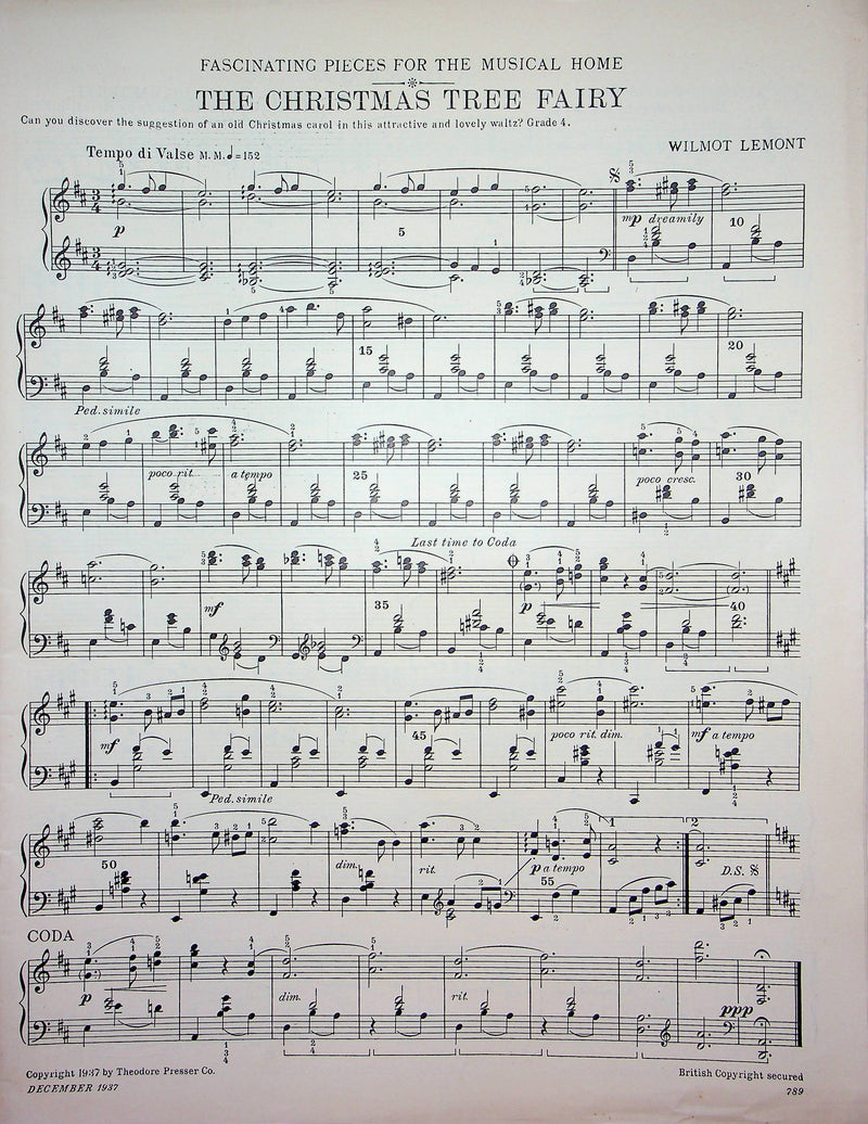 Villa Maria By the Sea Sheet Music Piano Song R Deane Shure 1937 Etude Magazine 1