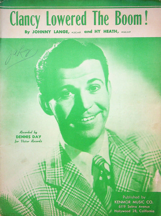 Clancy Lowered The Boom! Sheet Music Johnny Lange Hy Heath Piano Vocal 1948 Song 1