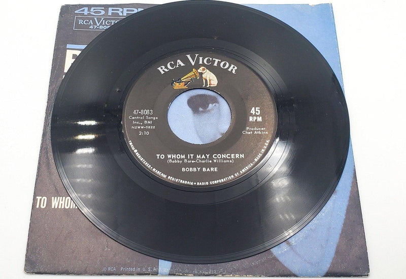 Bobby Bare To Whom It May Concern Record 45 RPM Single 47-8083 RCA 1962 3