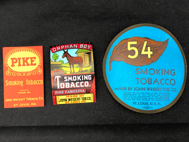 Vintage Smoking Tobacco Labels Wrappers Pike Orphan Boy John Weisert Original