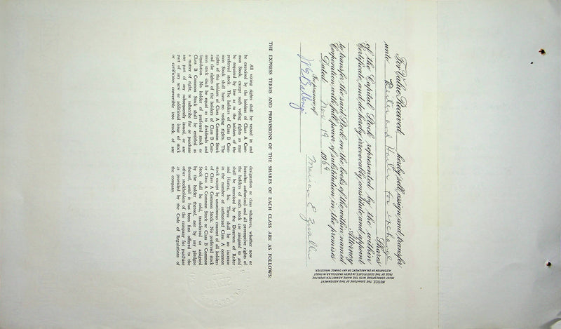 Reiter Dairy Company Stock Certificate Bond Scripophilly Akron Ohio 1968 No 346