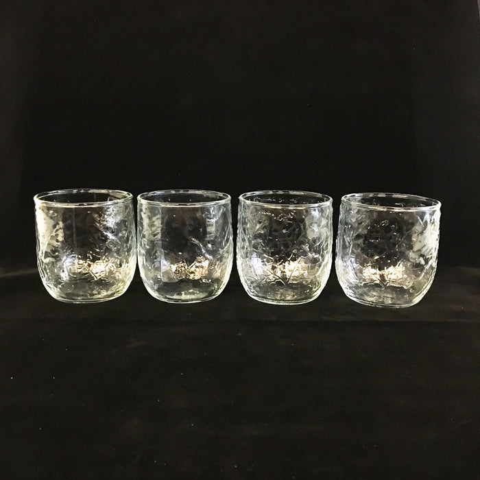 4x Vintage Anchor Hocking Bumpy Crackle Leaf Sherry Glass Tumbler Juice 3" 3