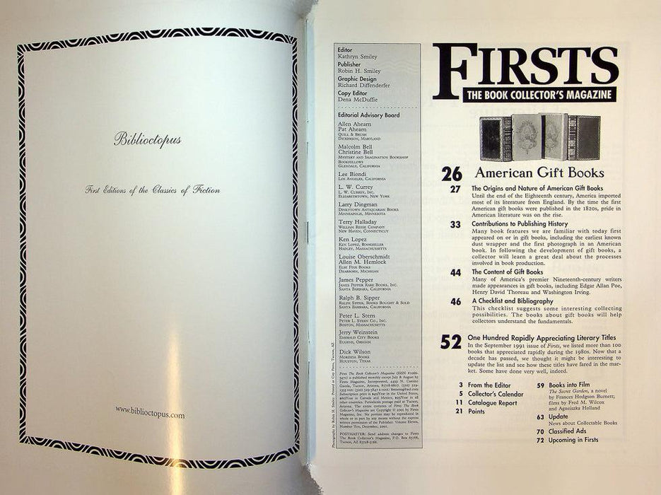 Firsts Magazine December 2001 Vol 11 No 10 American Gift Books 2