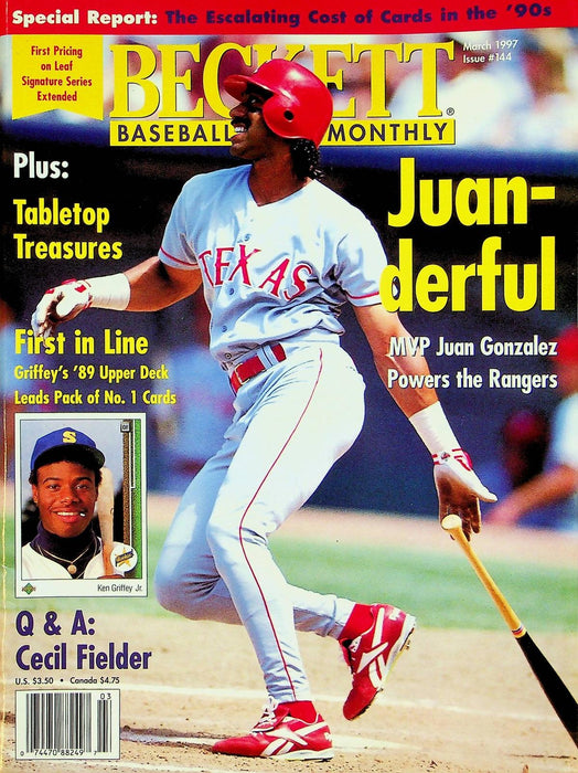 Beckett Baseball Magazine March 1997 # 144 Juan Gonzalez Rangers Ken Caminiti 2