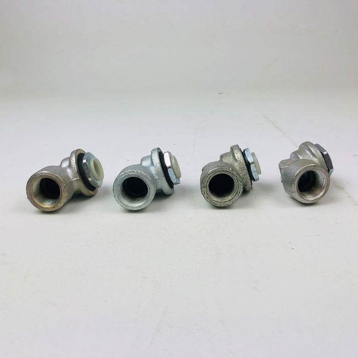 4pk Appleton HUB 9050 Threaded Conduit Elbow 1/2" 90-Degree Malleable Iron NOS