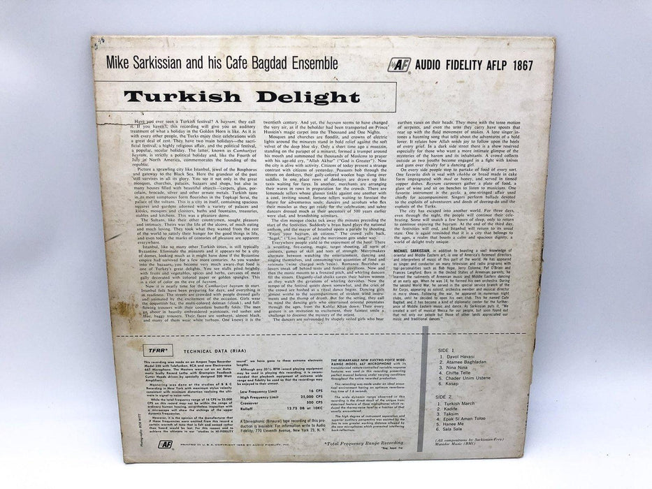 Mike Sarkissian Turkish Delight! Record 33 RPM LP AFLP 1867 Audio Fidelity 1958 2
