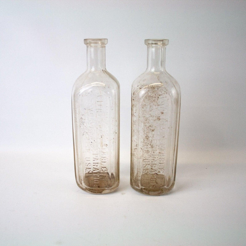 Dr Peter Fahrney Sons Co Chicago Glass Old Time Preparation Bottle | Set of 2 4
