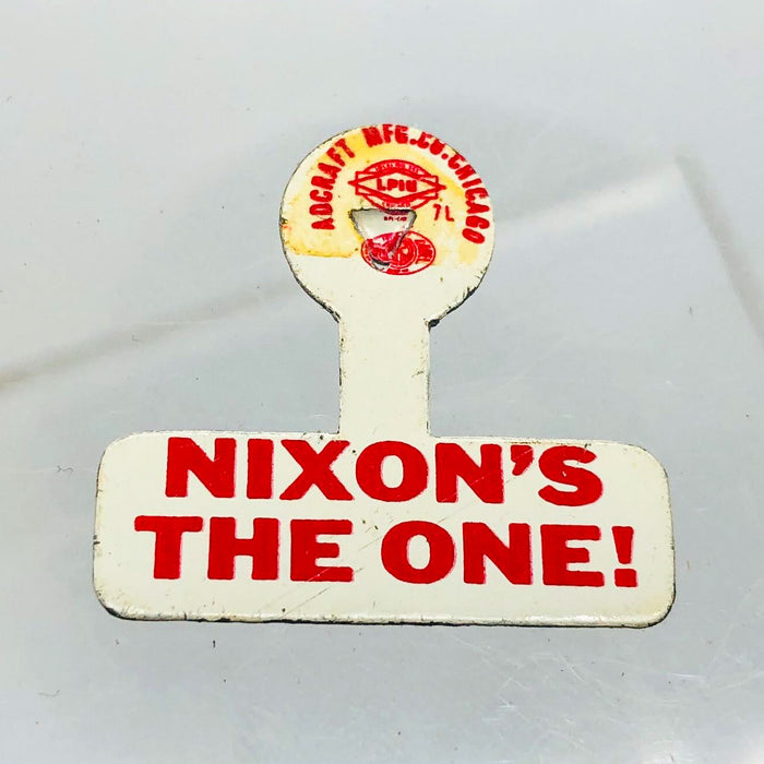 Nixon's The One Fold Over Back Tab Pin Button .75" Political Campaign Adcraft