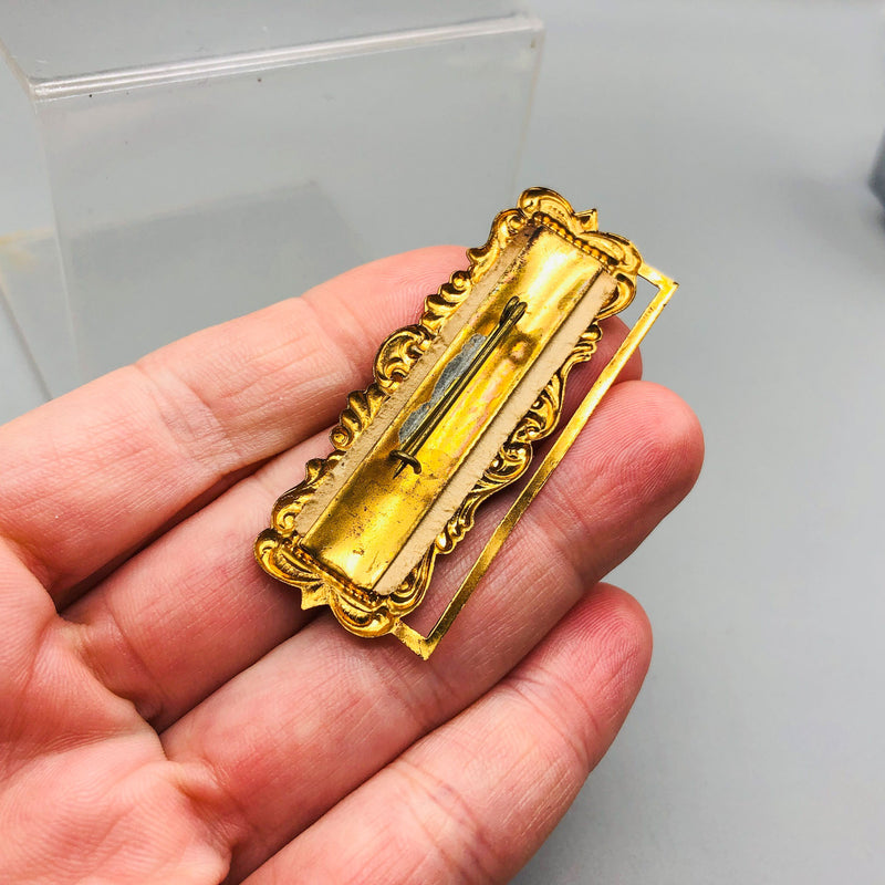 Ribbon Holder Pin Badge Vintage ID Name Tag Button Metal Superintendent Brooch