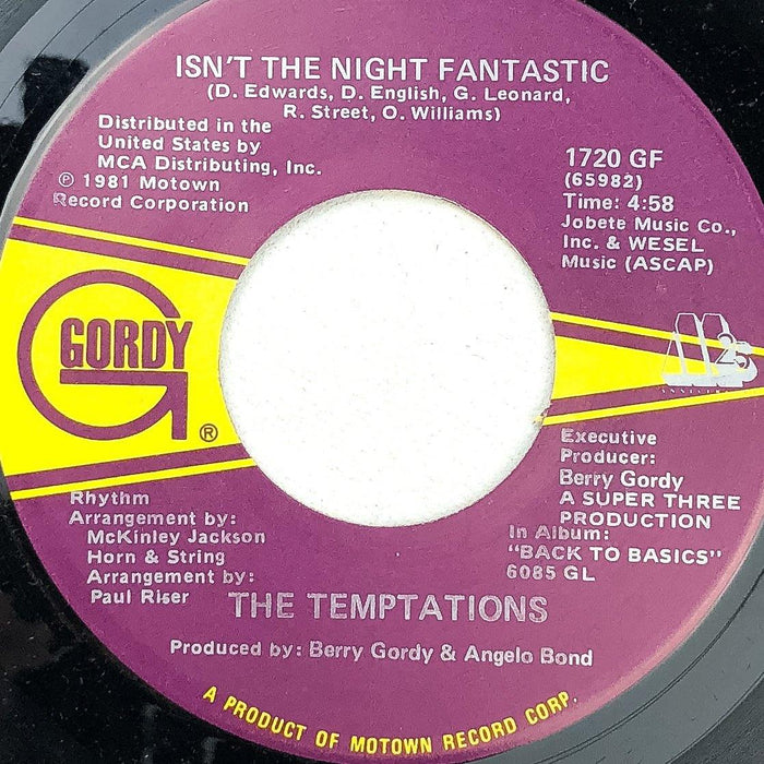 The Temptations Sail Away / Isn't The Night Fantastic 45 RPM 7" Single 1983 1