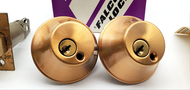 Falcon Deadbolt Double Cylinder 2-3/8" Backset Satin Bronze D 9370 L USA Made