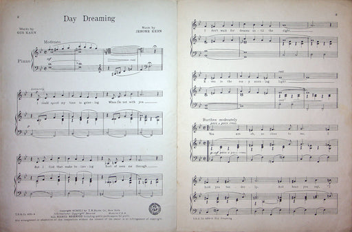 Sheet Music Day Dreaming Bing Crosby Gus Kahn Jerome Kern 1941 WW2 Piano Song 2