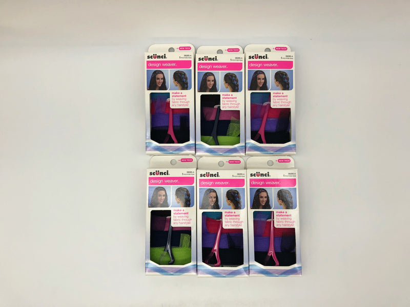 6 Packs Scunci Hair Accessory Design Weaver 5-Piece Kit Fabric Scarves 38285-A