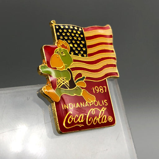 Coca Cola Pan Am Games Lapel Pin 1987 Indianapolis Bird American Flag Enamel 1