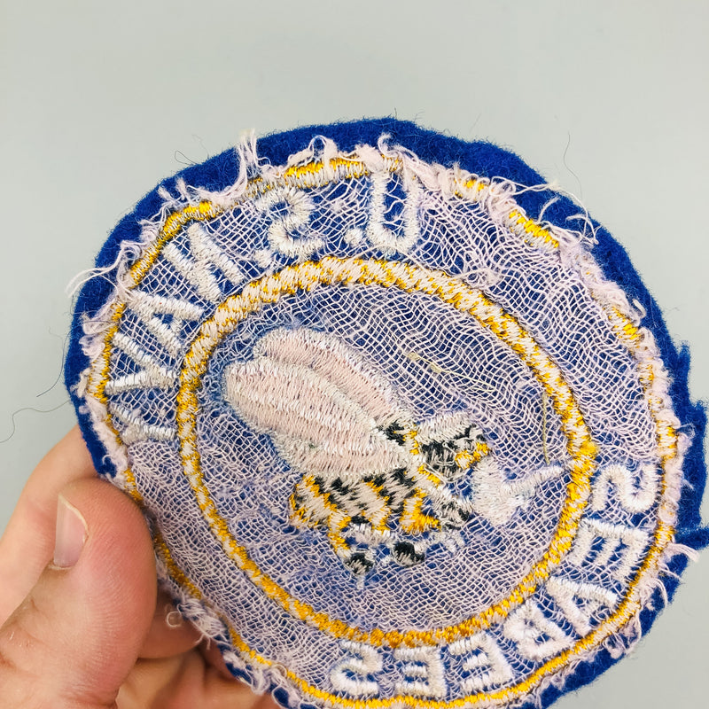 WW2 US Navy Seabees Patch On Wool Embroidered Large Cut Edge Pocket No Glow