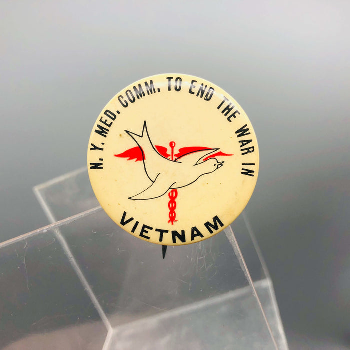 Vietnam Anti War Button Pinback Pin New York Medical Committee To End The War 6