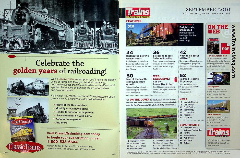 Trains Railroading Magazine September 2010 Vol 70 No 9 6 Locomotives 1 Engineer