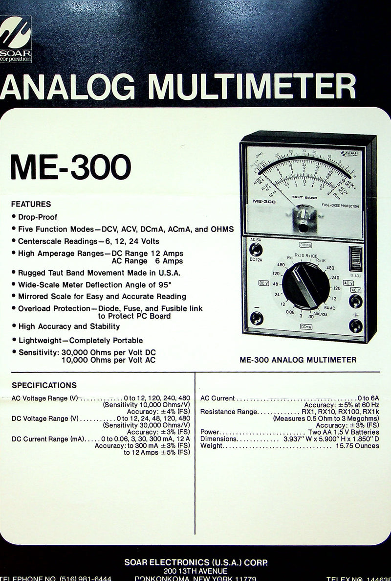 SOAR Multimeter Brochures ME-221, ME-524, MC-535 & More Lot of 3