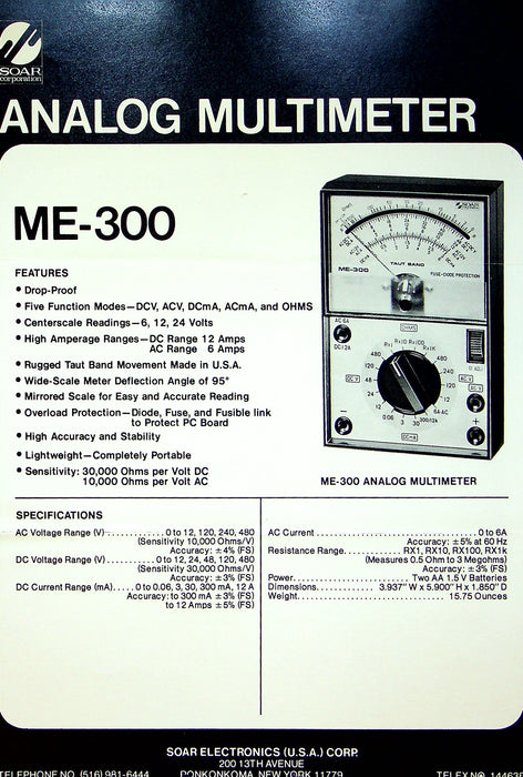 SOAR Multimeter Brochures ME-221, ME-524, MC-535 & More Lot of 3