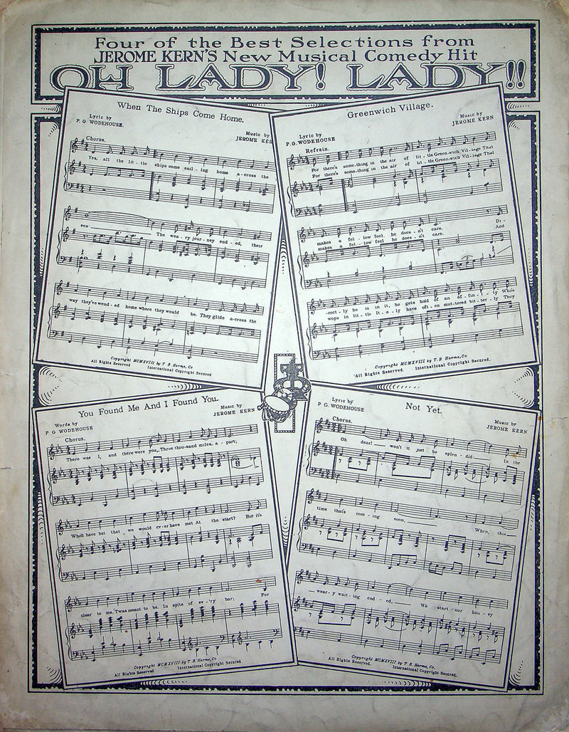 Sheet Music Oh Lady Lady Jerome Kern 1918 Guy Bolton PG Wodehouse Musical Comedy 3