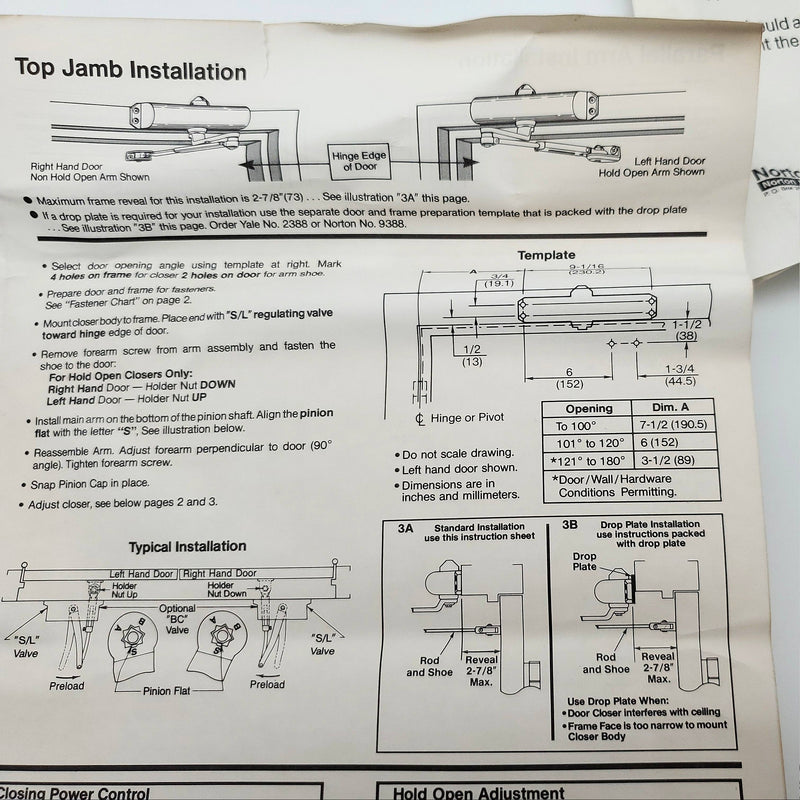 Yale Door Closer V2302 No Hold Regular Arm Top Jamb 9-1/16 Aluminum Finish