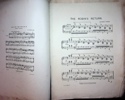 Robins Return Vintage Sheet Music Leander Fisher 1898 Jewett & Mischka Piano 2