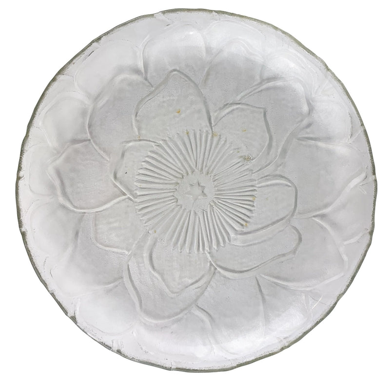 Anchor Hocking Floral Flower Pressed Embossed Clear Glass Plates 9" - Set of 3 3