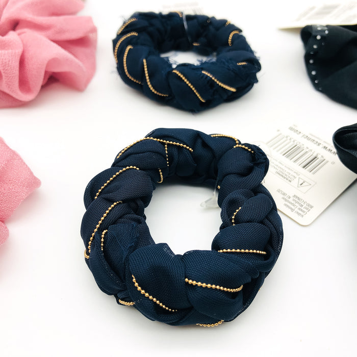 6-Pack Scunci Fashion Scrunchies Hair Ties Pink Blue Black Polka Dots 20333V