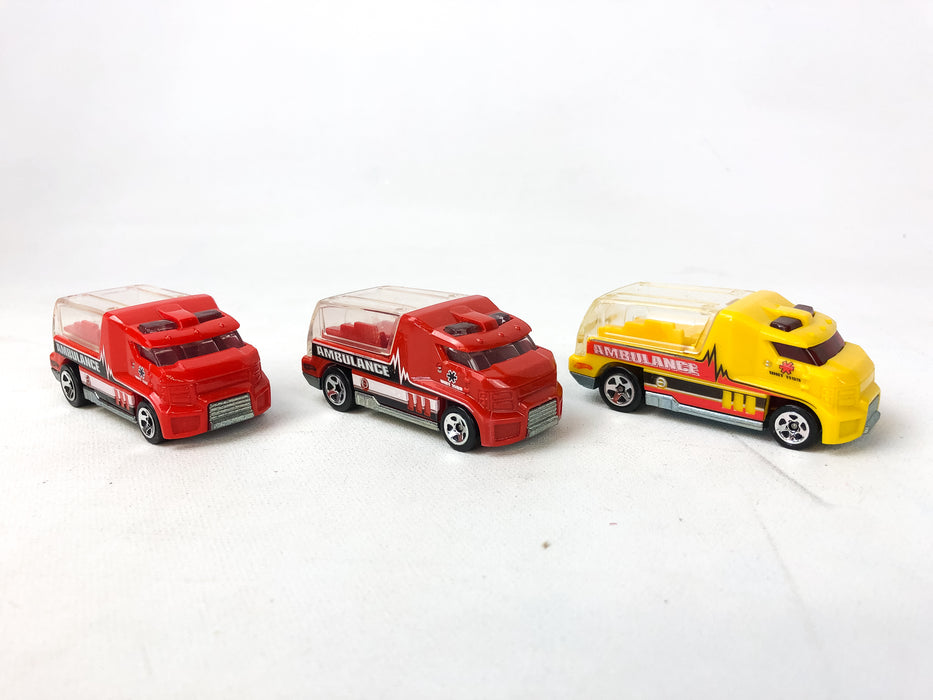 Hot Wheels Rapid Response Ambulance Red & Yellow Lot of 3 Malaysia 2010 Diecast