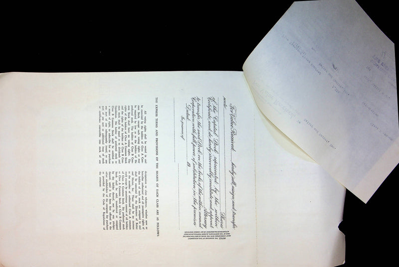 Reiter Dairy Company Stock Certificate Bond Scripophilly Akron Ohio 1965 No 217