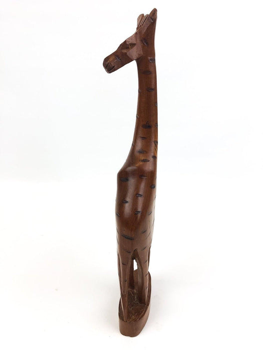 Wooden Giraffe Figurine Sculpture African Safari Hand Carved Teak Tall Thin 14" 5