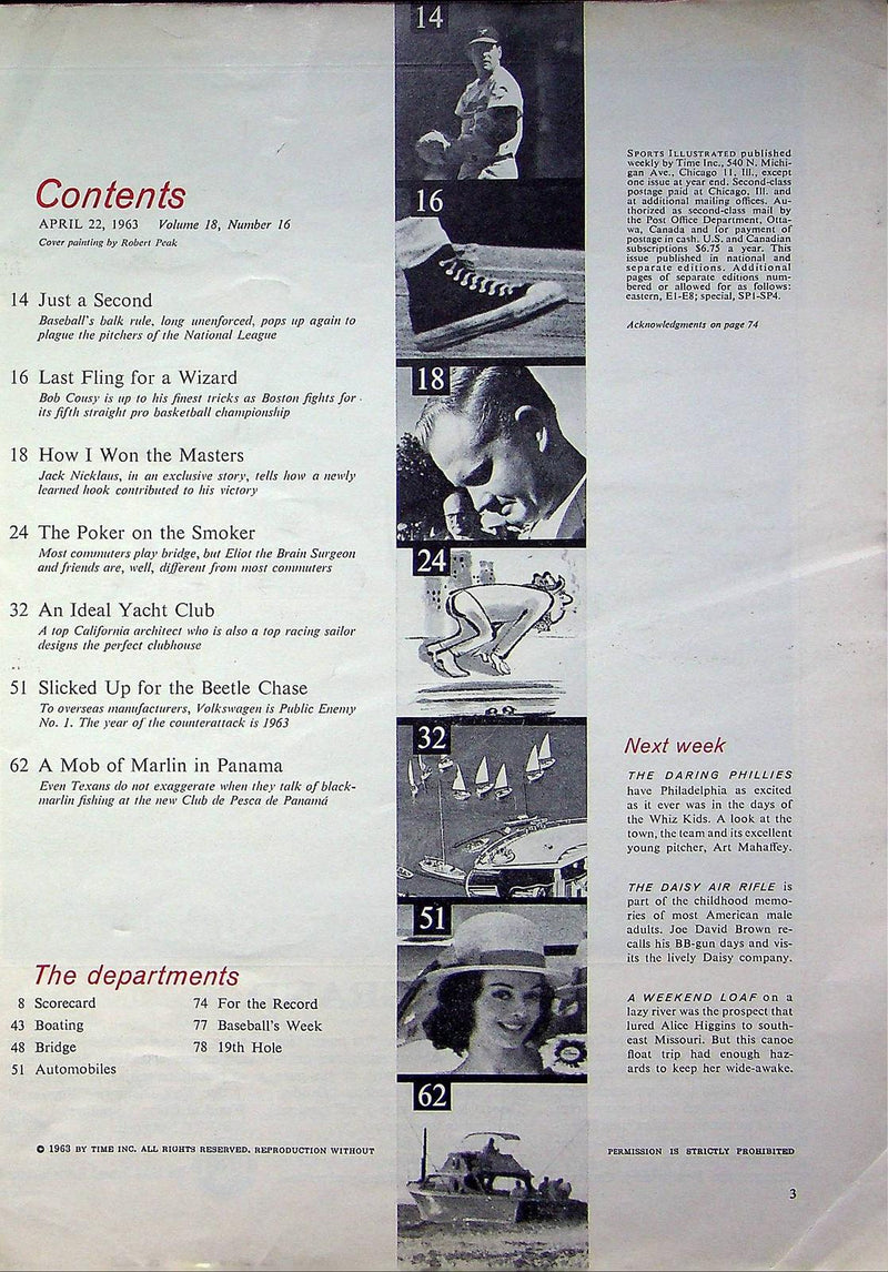 Sports Illustrated Magazine April 22 1963 Vol 18 #16 World's Best Marlin Fishing