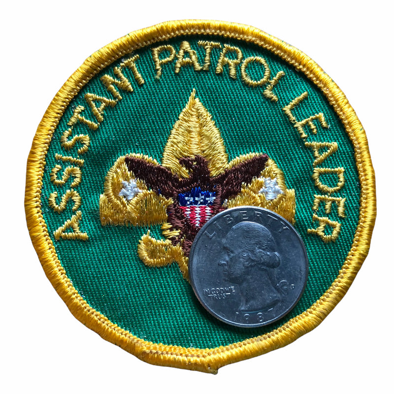 Boy Scouts Assistant Patrol Leader Patch 1970s Clear Plastic Back Green Gold 4