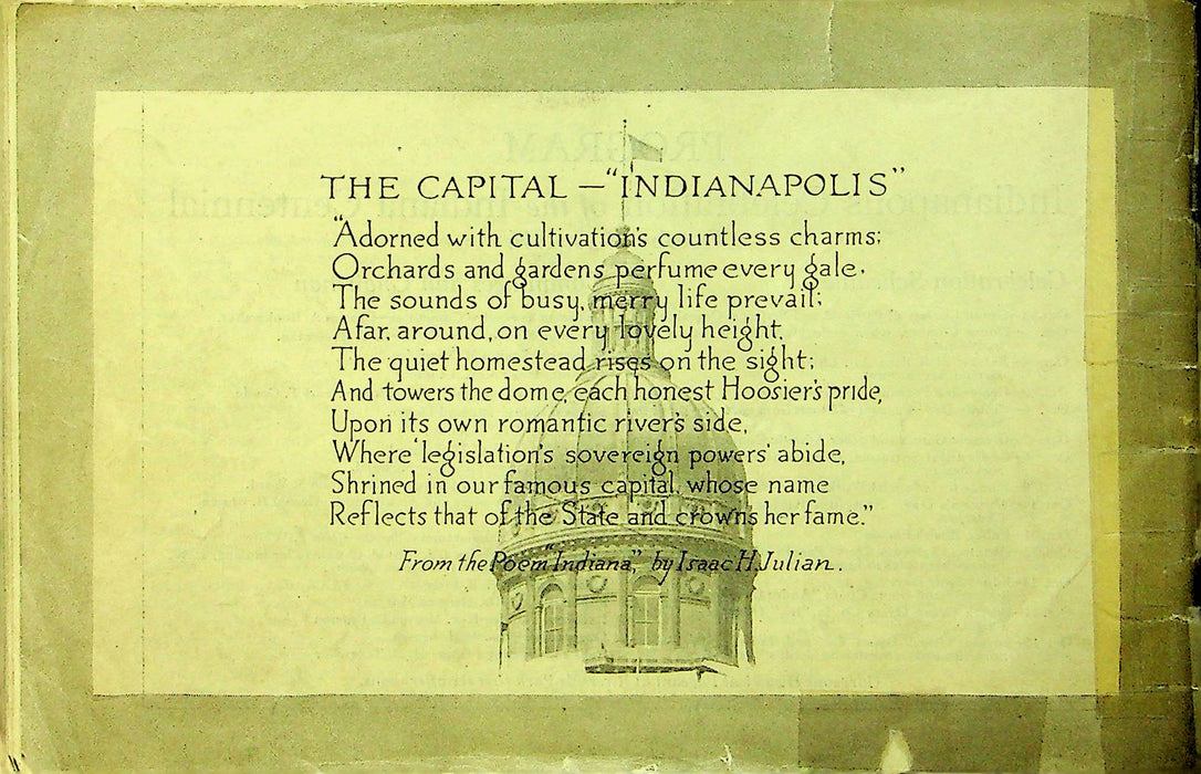 Indianapolis Indiana 1816 Centennial Souvenir 1916 Booklet Softcover Max Hyman