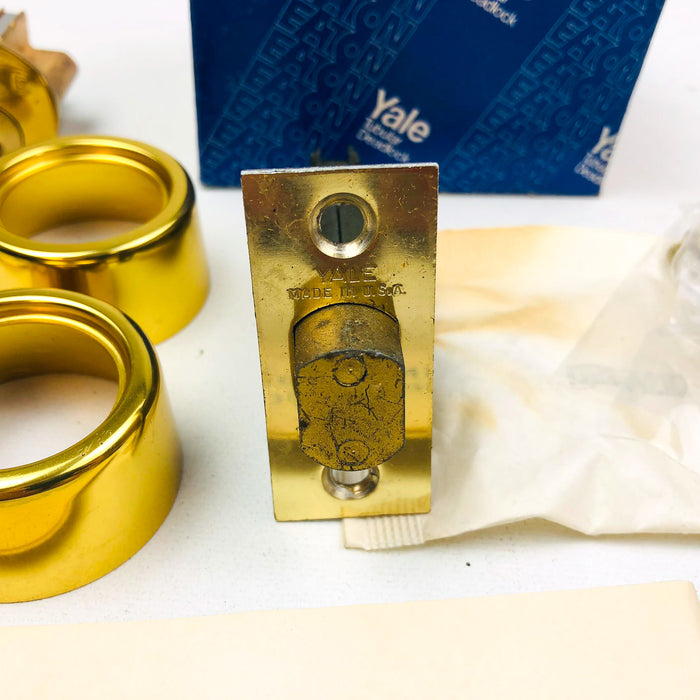 Yale Tubular Deadlock 6 Pin Cylinder Locks 170 1/4 US03 Bright Brass KA2 New NOS