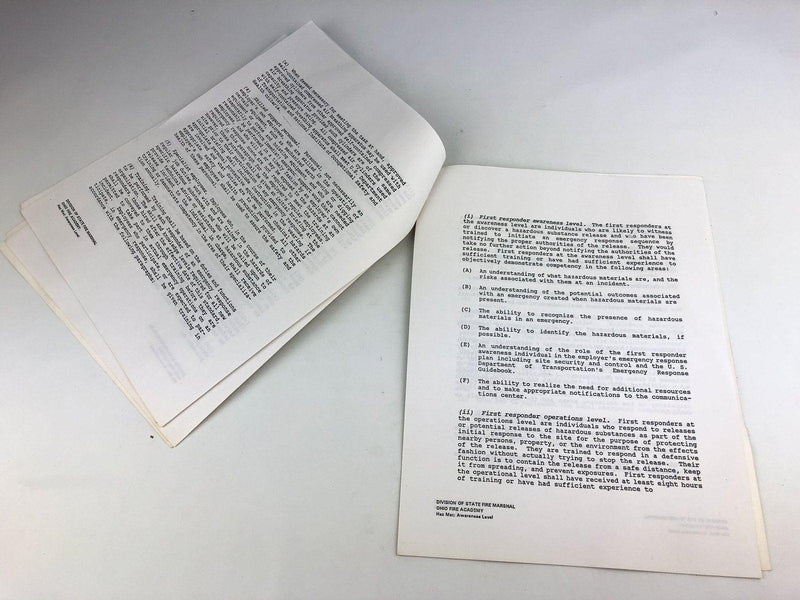 First Responder Haz Mat Awareness Student Manual Guide Ohio Fire Academy 1994 4