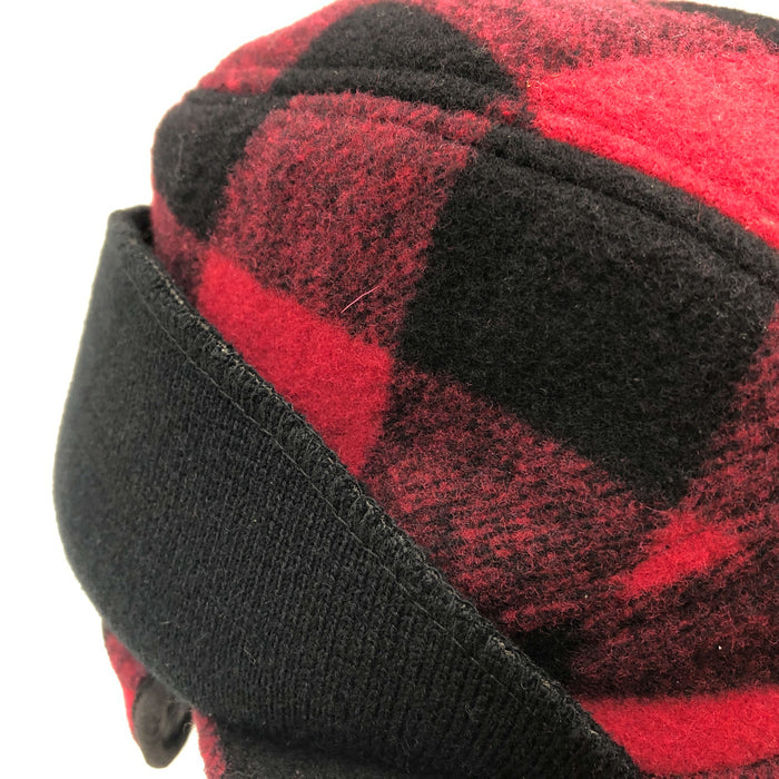 Dorfman Pacific Hat Medium Hunter Lumberjack Red Plaid Flannel Crown Cap Wool