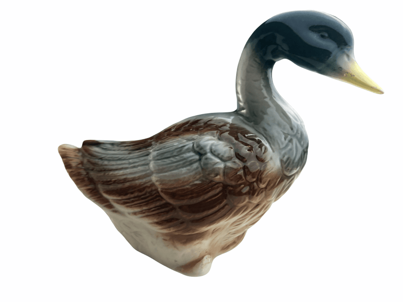 Mallard Duck Figurine Statue Porcelain Glazed Brazil 4115 Signed 5" Tall 1