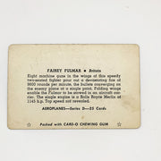 Card-O Chewing Gum Airplane Cards Fairey Fulmer Series D Britain World War 2 7